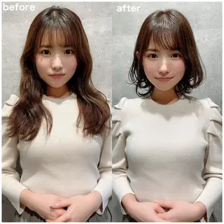 セミロング カラー ヘアアレンジ 顔周りカット/髪質改 善/新宿/畑中稔里のヘアスタイル