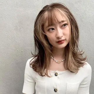 ミディアム カラー ヘアアレンジ ハイトーン/美髪矯正 🍃大江拓実のヘアスタイル