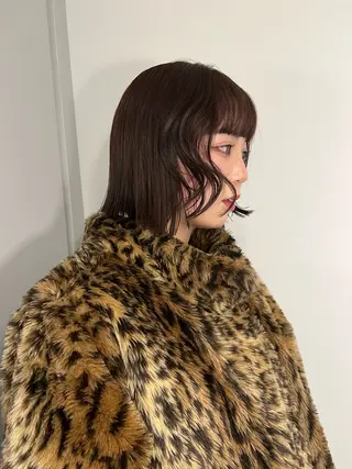 ミディアム カラー パーマ ヘアアレンジ ツガミ リナのヘアスタイル