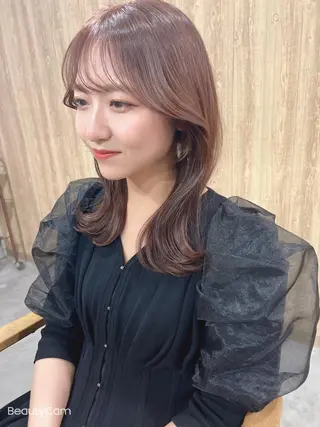 ロング パーマ ヘアアレンジ メンズ キッズ ネイル マツエク・マツパ アイブロウ レイヤー/顔周り 韓国ヘア森田和貴のヘアスタイル