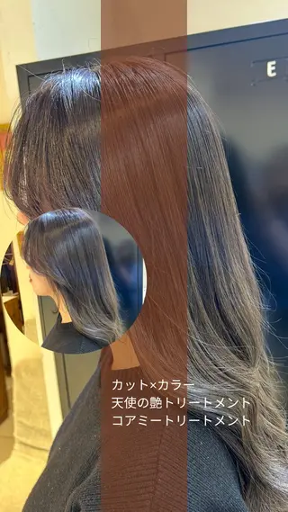 セミロング カラー 艶質改善/縮毛矯正 ササキナツミのヘアスタイル