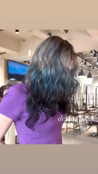 セミロング カラー 💜ハイトーン💛 マジカルかいちゃんのヘアスタイル