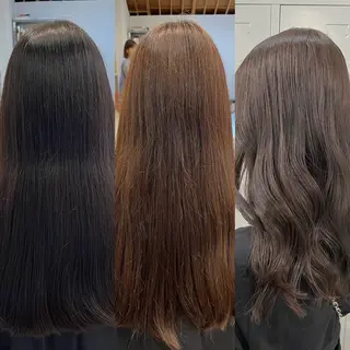 ロング カラー ブリーチなしカラー ダブルカラーエクステのヘアスタイル