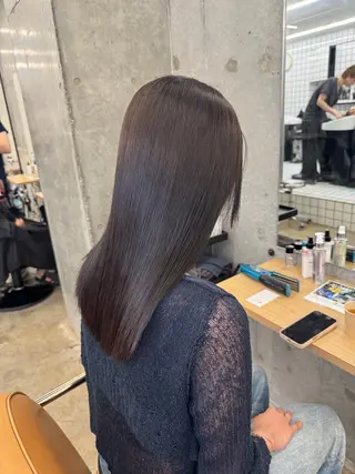 セミロング 髪質改善×縮毛矯正× 艶カラー 吉原和磨のヘアスタイル