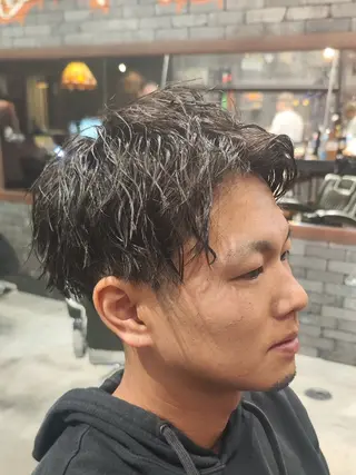 ショート メンズ パーマ FourCornersCutShop3/cent栄フェード刈り上げメンズ専門所属・フェード/パーマ☀ 安部佑希のヘアスタイル