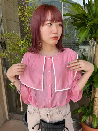 ミディアム カラー momoca 暖色カラー/ボブのヘアスタイル