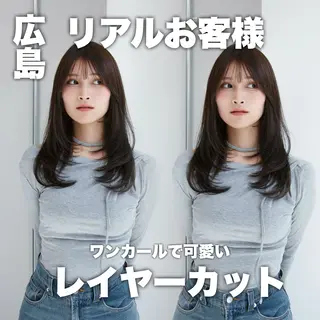 ロング 【韓国レイヤーカット 特化】ハッシュカットのヘアスタイル