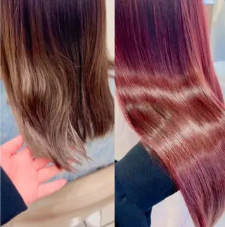 ミディアム 暖色カラー❤️横浜 エクステらん🦖のヘアスタイル