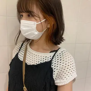 ミディアム カラー ミディアムパーマ /癖毛パーマのヘアスタイル