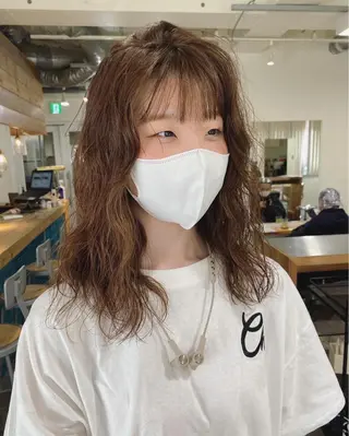 セミロング カラー パーマ パーマ美容師 hanaのヘアスタイル