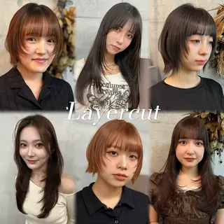 ロング カコ/レイヤーカット ヘアアレンジのヘアスタイル