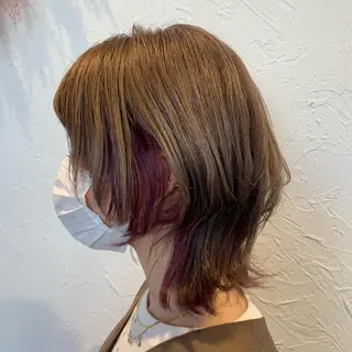 ミディアム カラー 溝口 奈穂のヘアスタイル