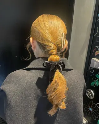 ロング ヘアアレンジ 【ピンク/韓国ヘア/ ヘアセット】亜海のヘアスタイル