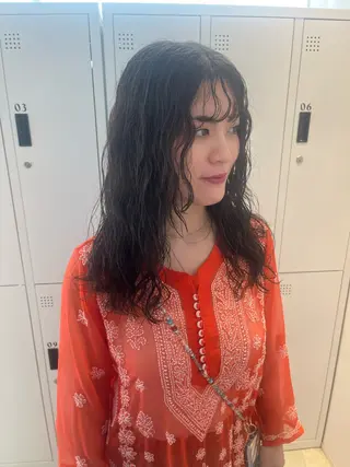 セミロング パーマ ボブ/ベージュ/ パーマ🪿近森ゆいのヘアスタイル