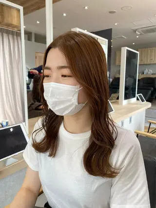 セミロング カラー 韓国ヘア顔周りカット 艶髪ベージュtamaのヘアスタイル