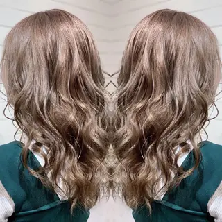 セミロング カラー ヘアアレンジ 髪質改善×ハイトーン 中田啄也のヘアスタイル