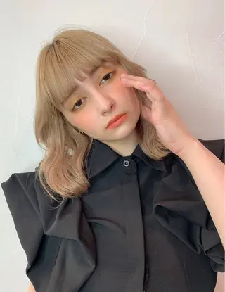 ミディアム カラー MINAMO 韓国レイヤーのヘアスタイル