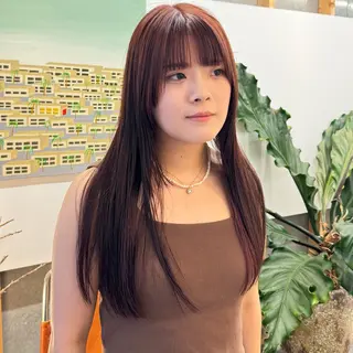 ロング casane所属・暖色・前髪カット 🎗️佐藤ゆみこのヘアスタイル