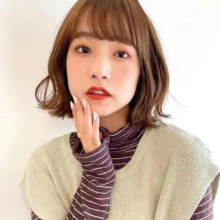 ミディアム パーマ OAK 学芸大学所属・秋葉萌　透明感カラー /レイヤー/ボブ♡のヘアスタイル