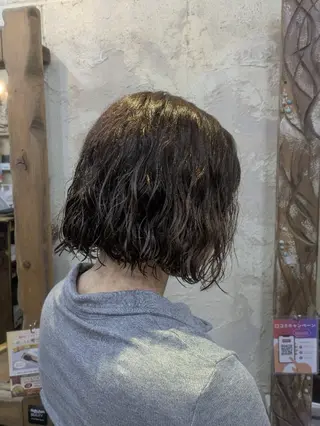 ミディアム パーマ ボブパーマ/メンズ カワカミサトミ🐨のヘアスタイル