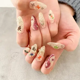 ネイル ゴテゴテ💙ワンホン リオナのネイルデザイン