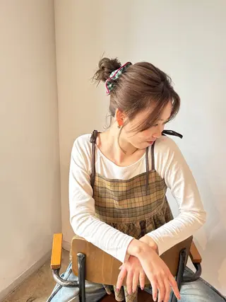 セミロング カラー ヘアアレンジ レイヤー/透明感ツヤ カラー/Rinのヘアスタイル