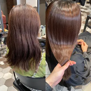 セミロング 髪質改善、縮毛矯正 酸性縮毛矯正のヘアスタイル