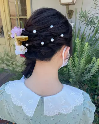 セミロング ヘアアレンジ KURIA*⋆ஐ ブリーチ/韓国ヘアのヘアスタイル