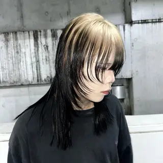 ミディアム カラー ハイトーン/ウルフ /エクステ/ましろんのヘアスタイル