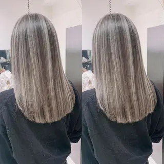 ロング カラー オフホワイトアンドなんば所属・福西 洋斗のヘアスタイル