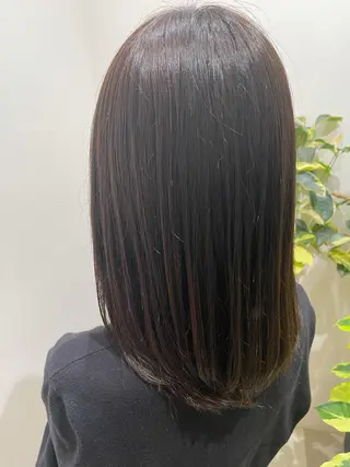 セミロング カラー 蜂須賀🐝縮毛矯正 ストレートパーマのヘアスタイル