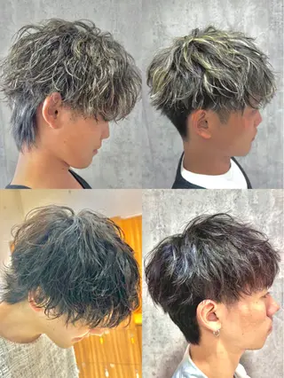 ショート カラー パーマ メンズ パーマ特化美容師 🔥Yoshiyaのヘアスタイル