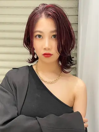 ミディアム ボブ/デザインカラー /表参道/新井美有紀のヘアスタイル