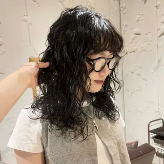 ミディアム パーマ レイヤー×初 パーマ|hinakoのヘアスタイル