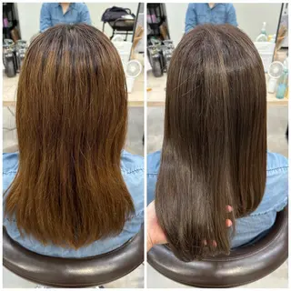 セミロング ピンク・ラベンダー 艶カラー🍁かえでのヘアスタイル