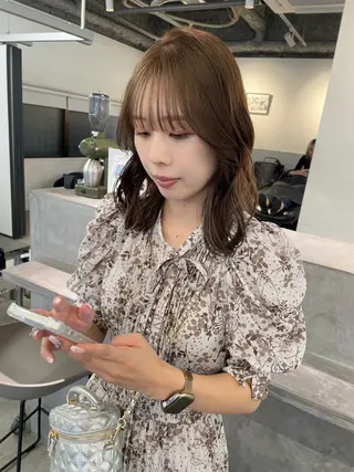 ミディアム カラー レイヤーパーマ、ボブ 小須田ゆあのヘアスタイル