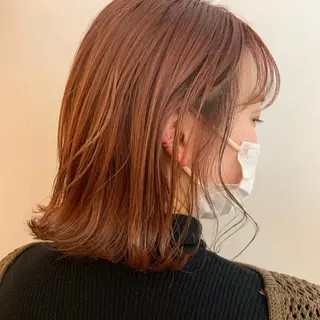 ミディアム casane所属・暖色・前髪カット 🎗️佐藤ゆみこのヘアスタイル