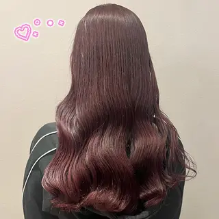 ロング カラー ヘアセット/ピンク /レッド/あつはのヘアスタイル
