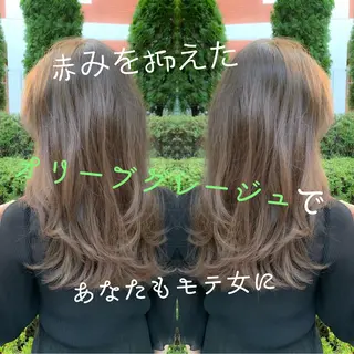 セミロング カラー パーマ 前髪/ハイライト得意 安西駿一 【銀座】のヘアスタイル