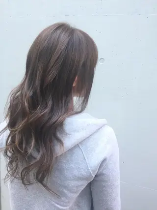 ミディアム セミロング ロング カラー パーマ 韓国ヘア✨グレージュ カラーasamiのヘアスタイル