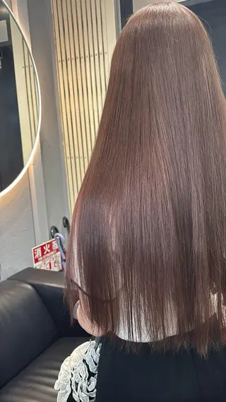 ロング 韓国ヘア/ブリーチ無 しWカラー/オリーブのヘアスタイル