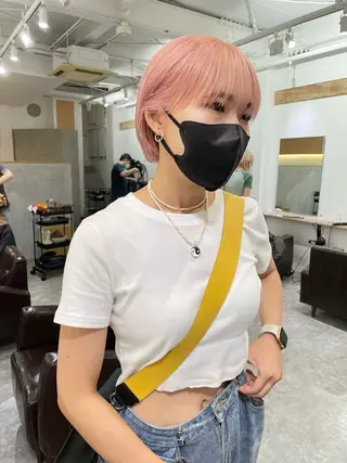 ショート カラー パーマ/透明感カラー /ボブ/吉田一生のヘアスタイル