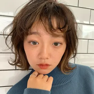 ミディアム カラー パーマ 南澤 佑介のヘアスタイル