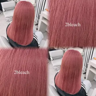 セミロング カラー 🎀‪ピンクベージュ 🎀ブリーチmikuのヘアスタイル