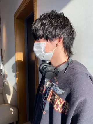 メンズ 大阪ウルフカット ハッシュカットのヘアスタイル