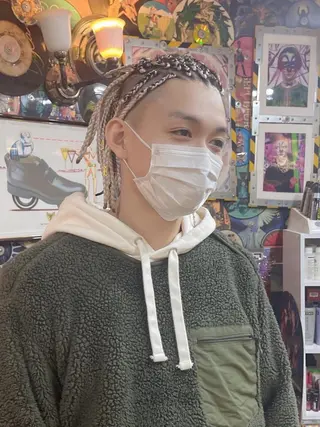 ロング カラー パーマ ヘアアレンジ メンズ haco+所属・🌈派手髪エクステ ブレイズ🌈ひろとのヘアスタイル