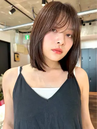 ミディアム カラー パーマ 🫧小顔×似合わせ× 透明感カラー🫧のヘアスタイル
