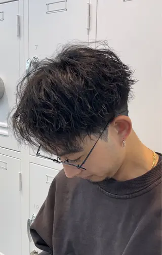 ショート カラー パーマ メンズ キッズ 栄💗メンズパーマ| ハイトーン|haruのヘアスタイル