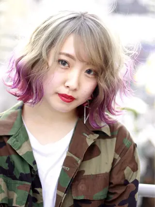 ショート カラー ヘアアレンジ 髪質改善×ハイトーン 中田啄也のヘアスタイル