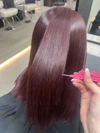 ミディアム ririko/ 暖色カラー/艶カラーのヘアスタイル